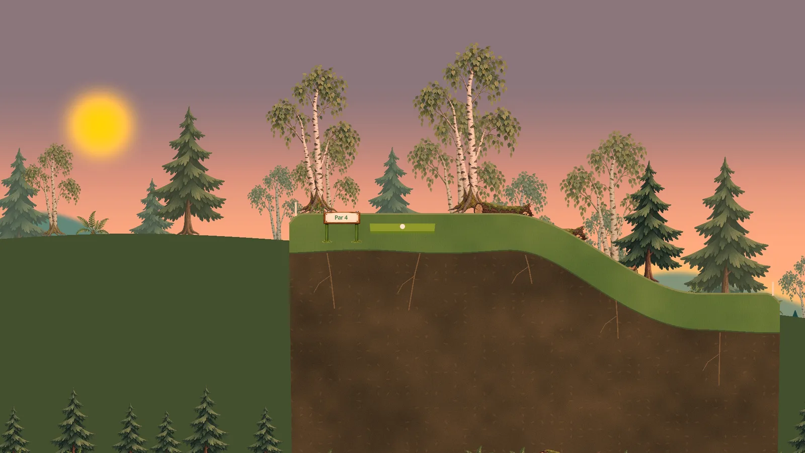 A fairway winding between tall trees on Forest Links