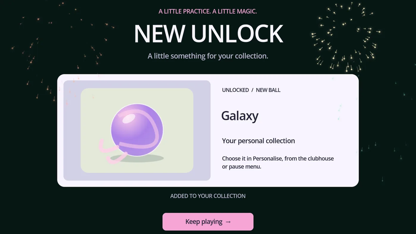 A new unlock screen revealing a purple ball called Galaxy